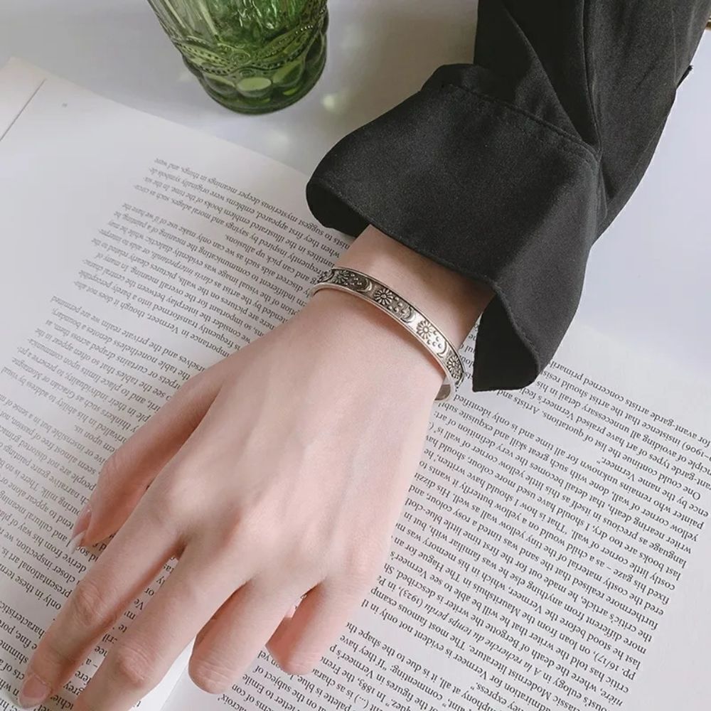 Moon Flower Women's Cuff Bracelet - Picture 3 of 5